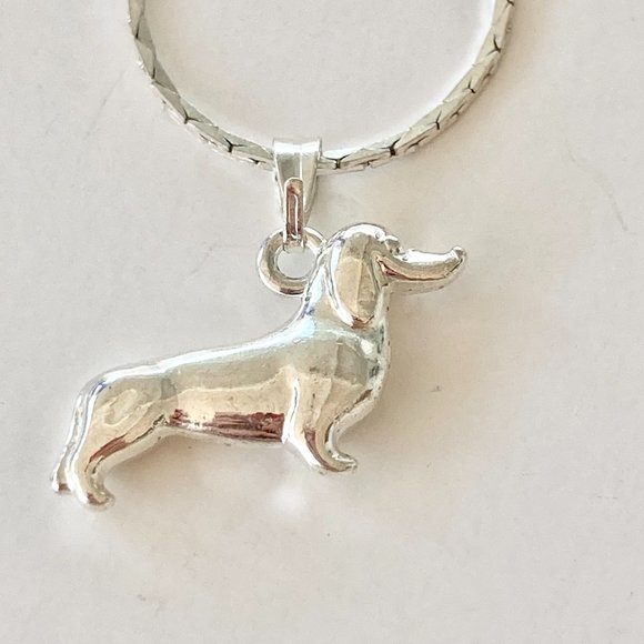 Silver Dachshund Doxie Necklace Pendant Dog Vet Tech Gift Rescue Plated - Picture 5 of 9